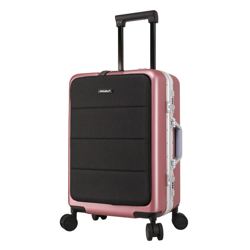 Rose Gold Aluminum f ZYJ водонепроницаемый деловой багаж на колесиках для путешествий с алюминиевой рамой TSA сплав на колесиках чехол для костюма для самолета Чехол для багажа - Цвет: Rose Gold Aluminum f