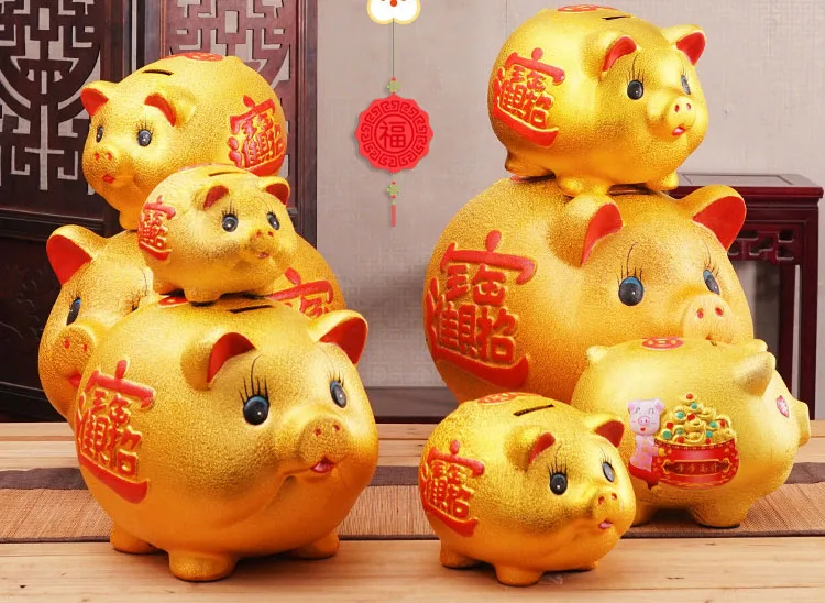 Креативный подарок Lucky Feng Shui мультяшная золотая свинья-копилка керамическая копилка детская наличные копилка для монет коробка депозит коробка для домашнего декора