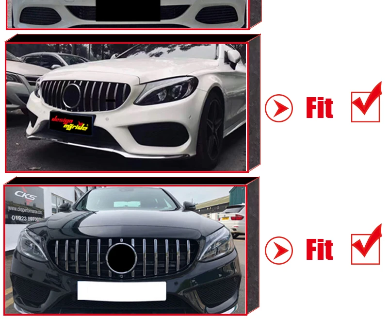 GTS стиль W205 C63AMG C180 C200 C300 C350 c-класс решетка гриль ABS черный без камеры для merceesmb W205 без эмблемы 15-18