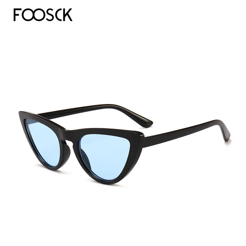 FOOSCK кошачий глаз тени для женщин модные солнцезащитные очки Женские винтажные Ретро очки с дизайном «кошачие глаза» Oculos Feminino UV400 Защита объектива - Цвет линз: C6Blue