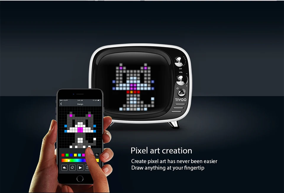 Divoom Tivoo Портативный беспроводной Bluetooth 5,0 динамик Pixel Art светодиодный смарт-будильник с приложением для IOS Android