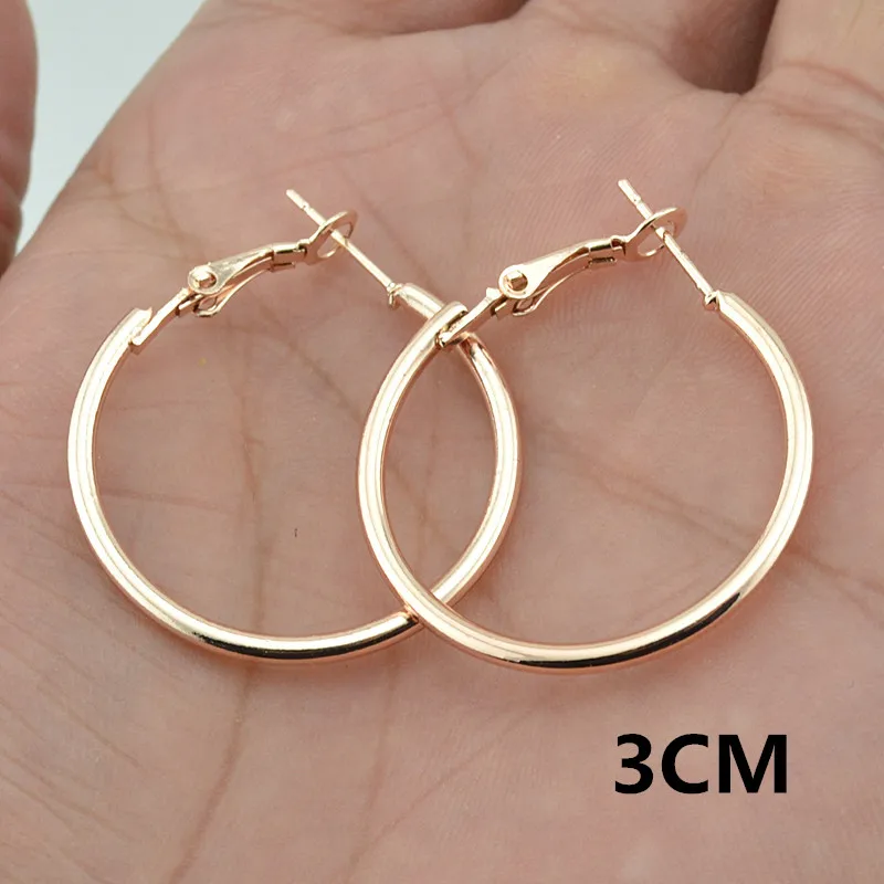 Rose Gold 3cm Большие маленькие круглые серьги-кольца для женщин, женская мода, фирменное розовое золото, черное кольцо, ювелирные изделия для ушей, для ночного клуба, DJ, женские серьги - Окраска металла: Rose Gold 3cm
