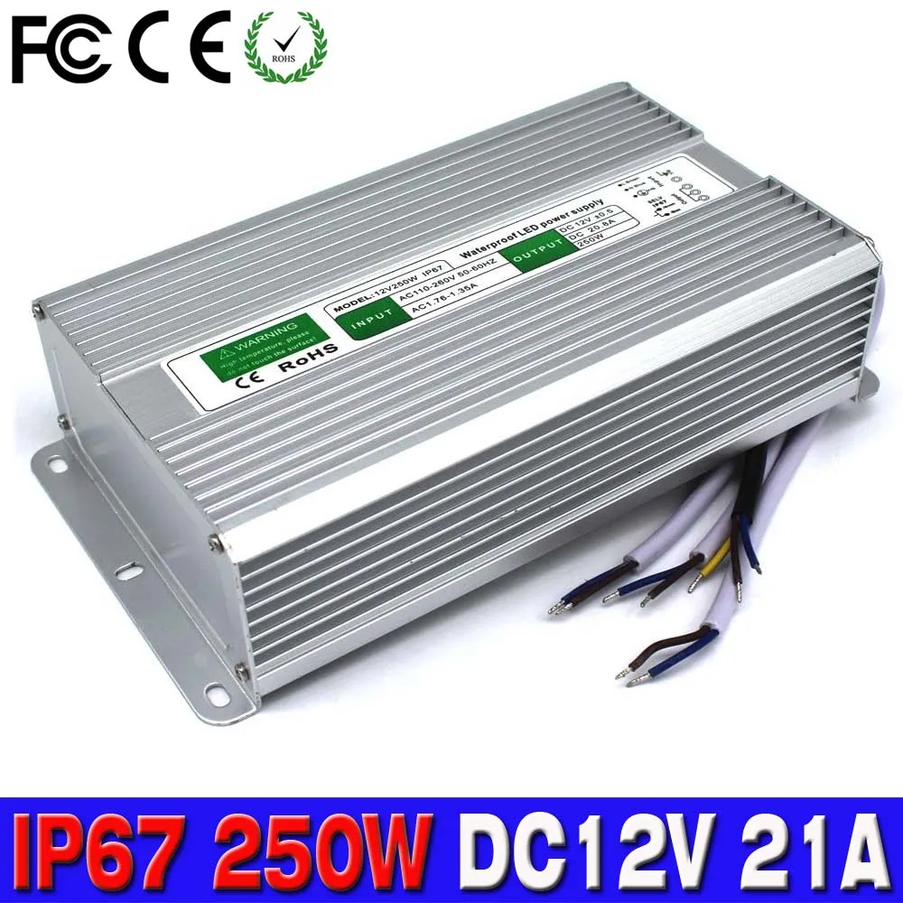 DC 12V 21W 250W Светодиодный драйвер питания трансформатор освещения адаптер