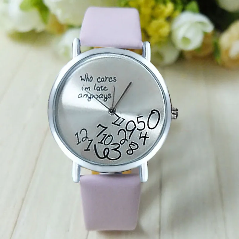 Женские кожаные часы OTOKY наручные с надписью Who Cares I am Late 19May20 2019|Женские часы| |