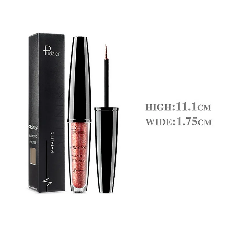 Металлическая гелевая жидкая подводка для глаз Pudaier водостойкая суперблестящая