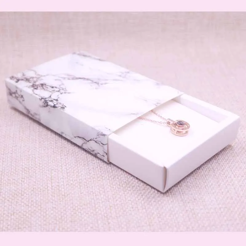 Белая Подарочная коробка Marbel для ювелирных изделий цветная подарочная ожерелий