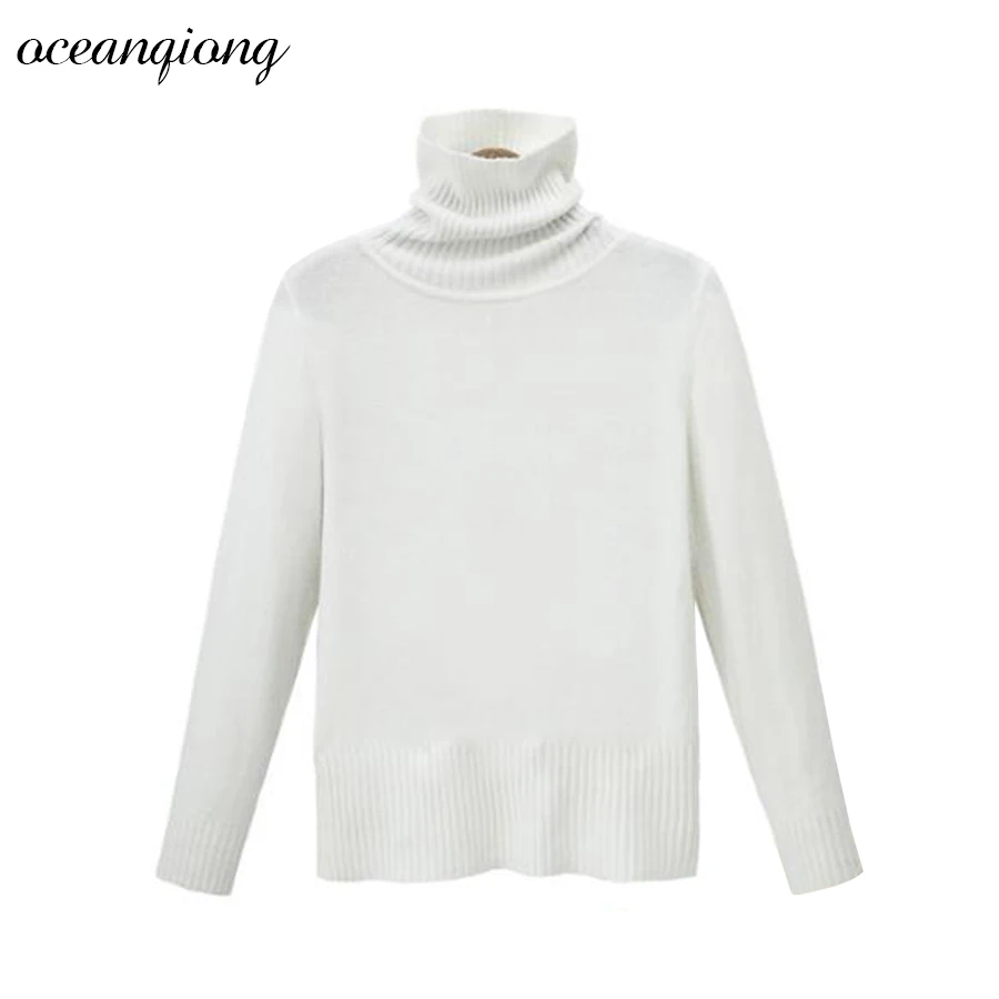 Women Sweater Pullover Knitted Tops Solid Turtleneck Thicken Jumper Long Sleeve Sweaters Autumn Winter 2017 | Женская одежда