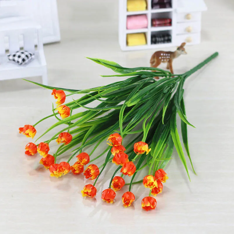 Flone Artificial Plastic Fake Flowers 35cm Small Flower Bouquet Tulip Home Living room Warm Decoration Garden | Дом и сад