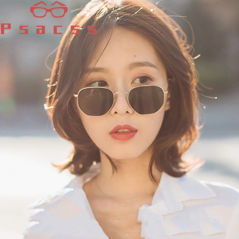 Psacss NEW Metal Square Sunglasses For Men Women Clear Rainbow Color Sun Glasses Vintage Brand Designer gafas de sol mujer UV400 |