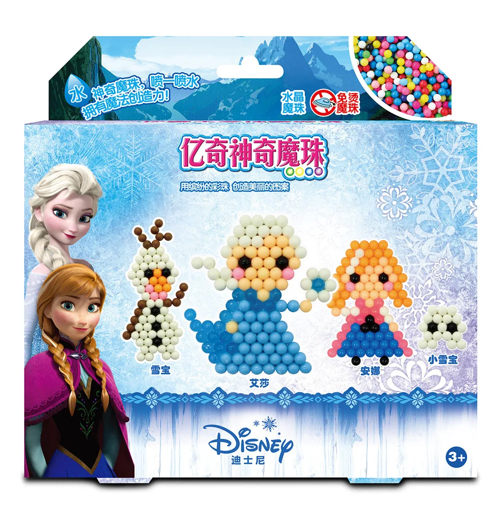 Disney Мультфильм Эльза DIY волшебная бусина Детская обучающая игрушка ручная работа bean вода липкая креативная живопись день рождения девочки мальчика подарок