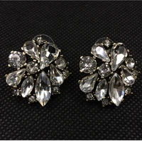 charmcci gun black crystal flower stud earrings for women bijoux vintage love wedding earring statement brinco bijouterie