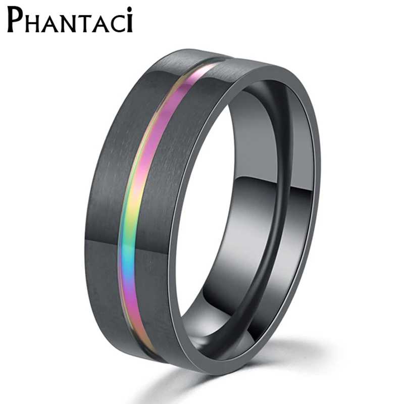 Мужское кольцо из нержавеющей стали Phantaci 8 мм черное модное крутое металлическое