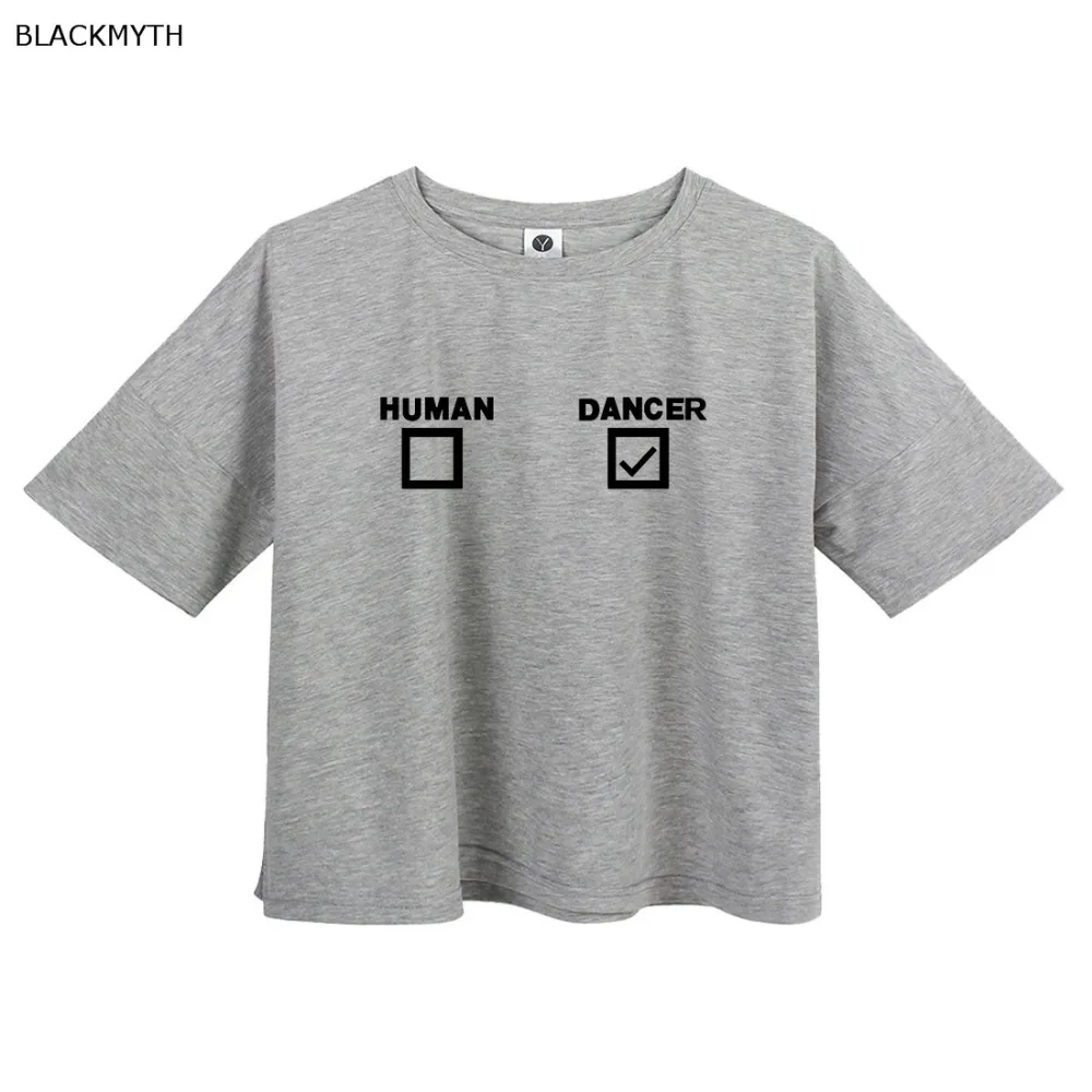 BLACKMYTH/забавная футболка с буквенным принтом Повседневная для танцовщицы топы