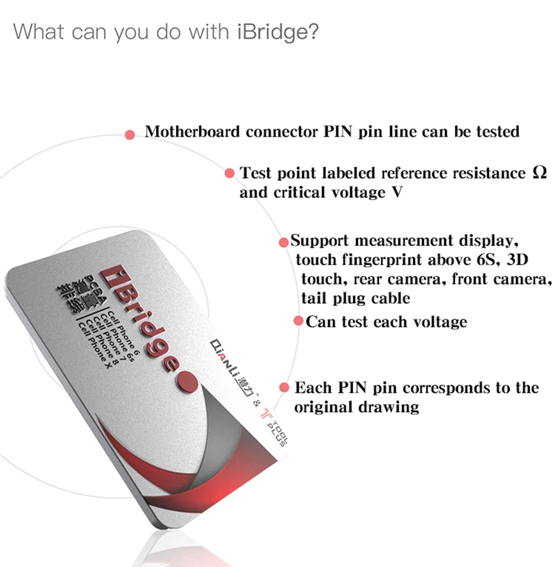 IBridge измерительный кабель для iPhone 6, 6 P, 6 S, 6SP, 7, 7, P, 8, 8 P, X, материнская плата, контактное сопротивление, напряжение, сигнал, тест, удлинитель, ремонт