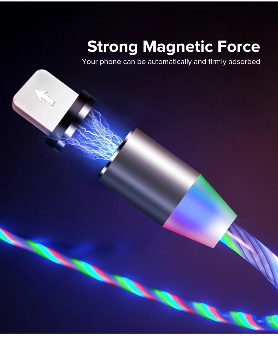 Магнитный кабель Venroii Micro usb type-C для телефона samsung, освещение, магнитное зарядное устройство type C, зарядный провод для передачи данных для huawei Xiaomi 8