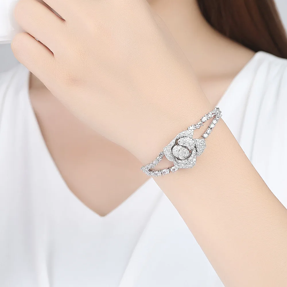 Большой женский браслет с фианитами серебряного цвета|Цепочки и браслеты| |