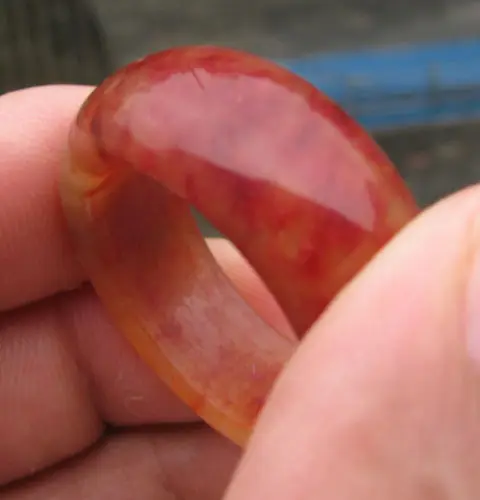 11685 старинное Китайское кольцо из натурального красного камня нефрита|jade ring|jade