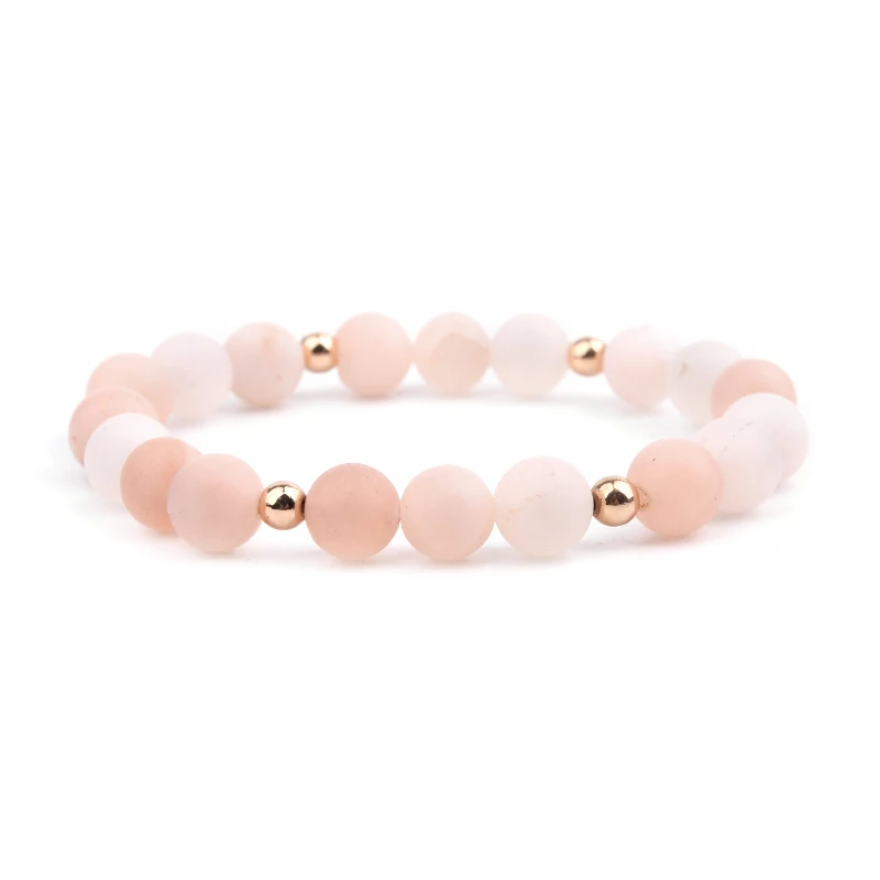 2-Pink Aventurine BOJIU 7 видов настоящий природный речной камень браслеты для женщин Простые эластичные круглые бусины браслет подарок Прямая поставка BC308 - Окраска металла: 2-Pink Aventurine