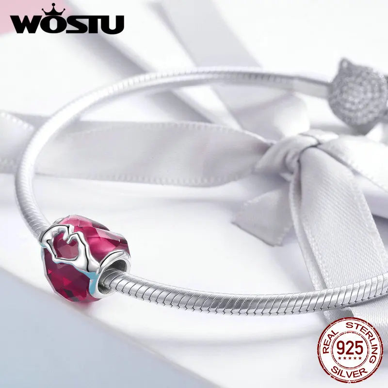 WOSTU новинка 2019 ожерелье из стерлингового серебра 925 пробы с розовыми красными