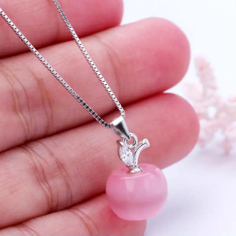 Ruifan, кошачий глаз, опал, 925 пробы, Серебряная коробка, цепочка, ожерелье для женщин, циркон, подвеска, ожерелье, модные ювелирные изделия, аксессуары YNC017 - Цвет камня: Розовый