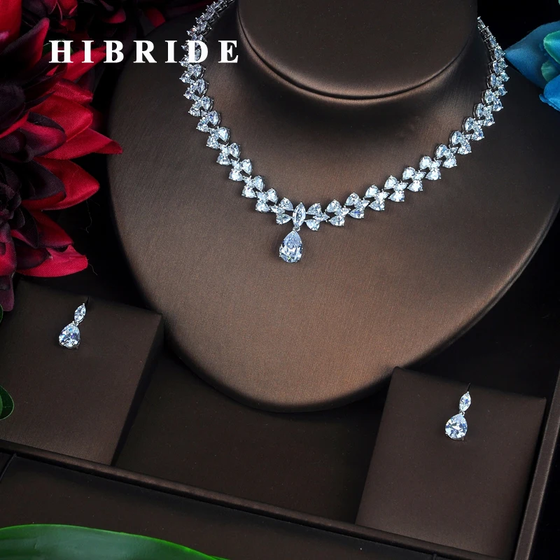 Роскошные женские Ювелирные наборы HIBRIDE с фианитами класса ААА в форме капли воды