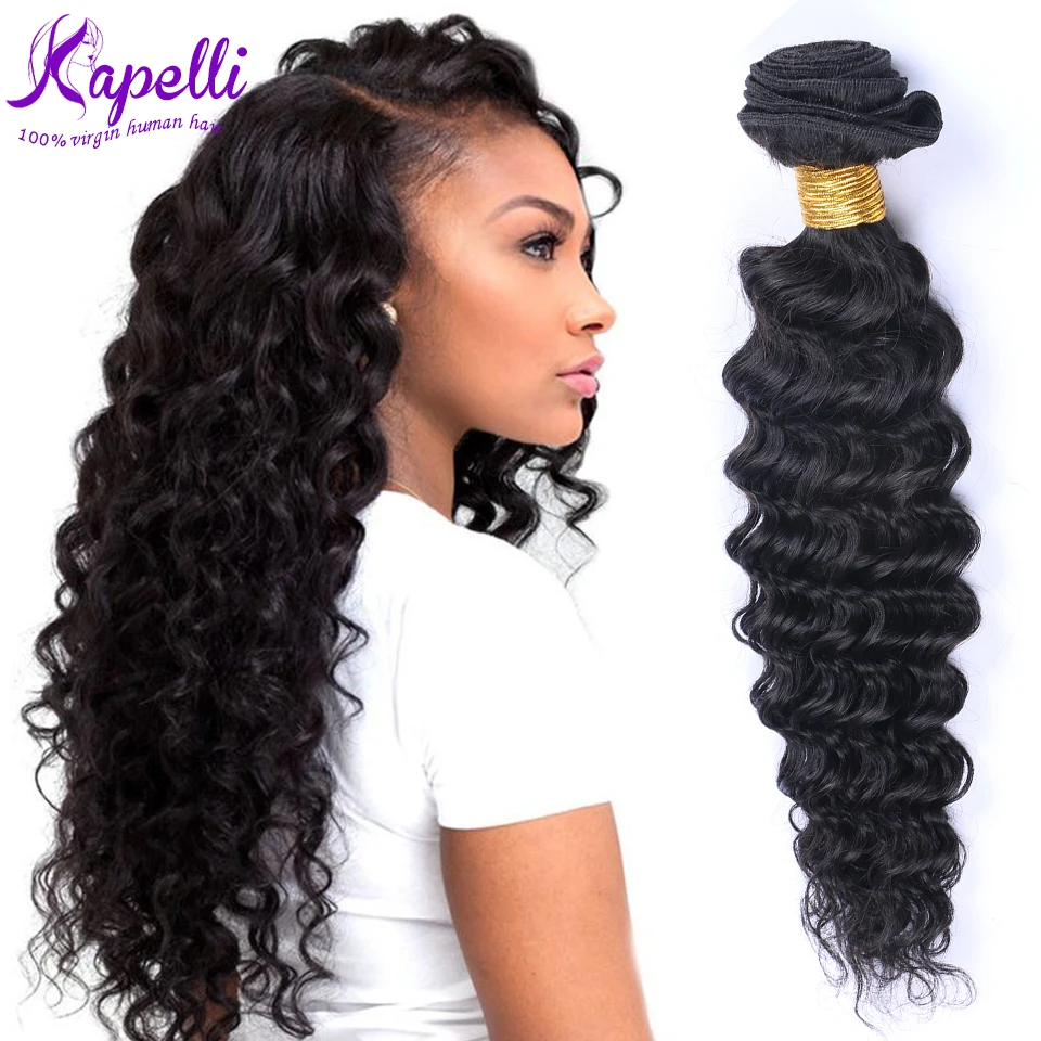 8A Brazilian Virgin Hair Bundles Human deep wave hair weave bundles 1 pc Deep Wave Rosa Products |