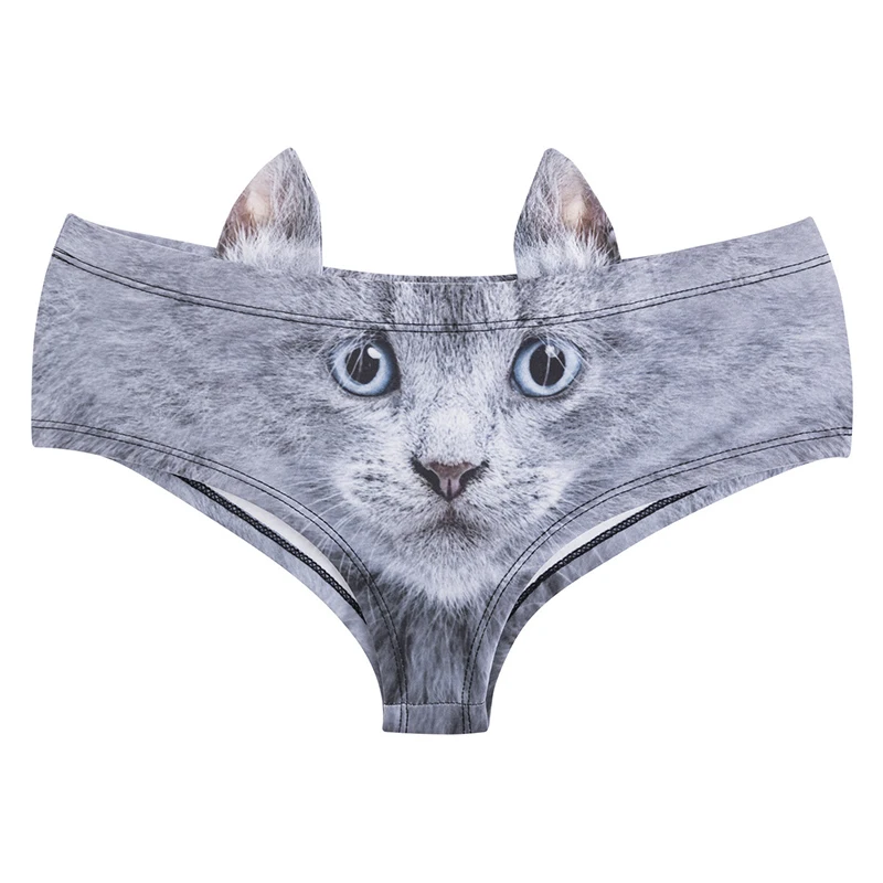 2019 New Arrived Fashion 3D Printing Sexy Underwear Kawaii Pig Cat Ear Panties Bull Dog Cheetah Fox Animal Woman Briefs W9002