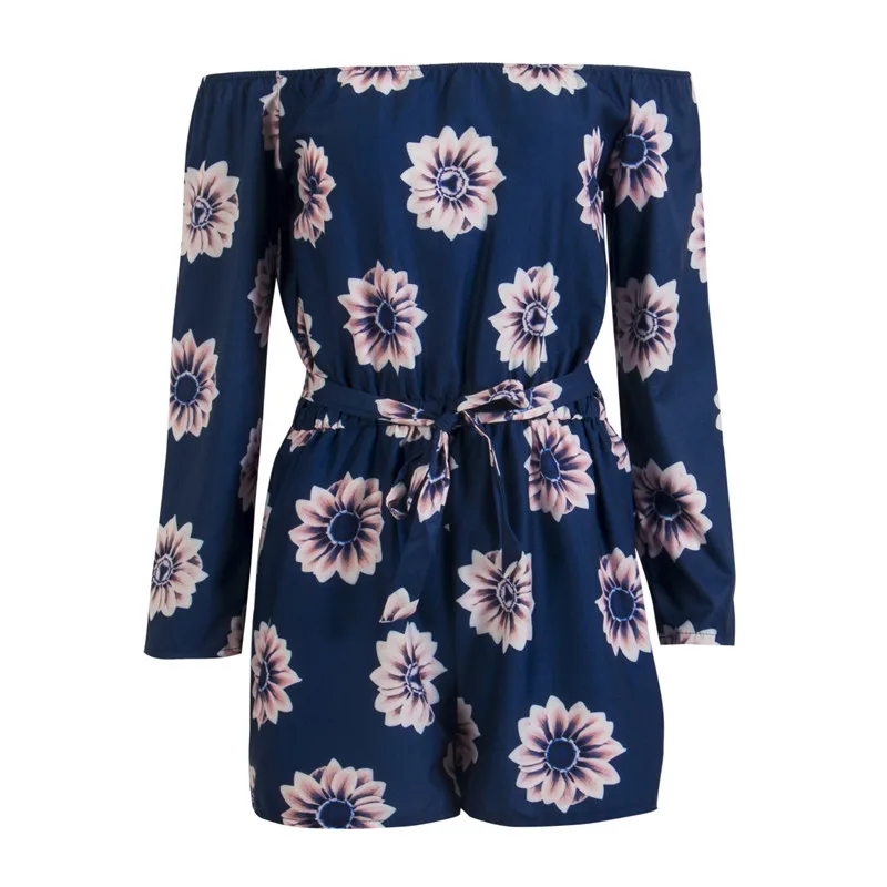 

Women Casual Floral Printed Jumpsuit New Ladies Off-Shoulder Short Mini Jumpsuit Clubwear Lady Long/Short Sleeve Beach Playsuit