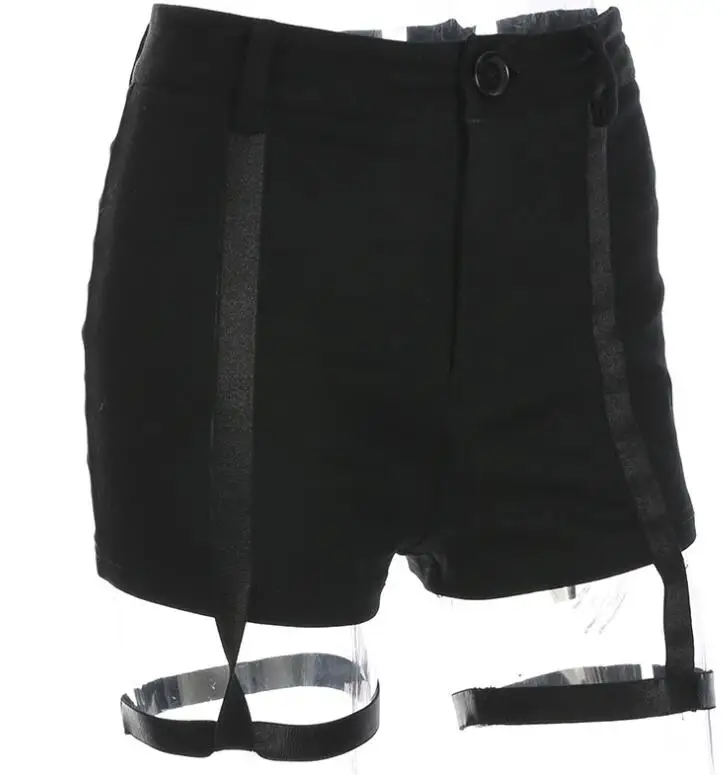 

Summer Women High Waist Hollow Out Stripe Shorts