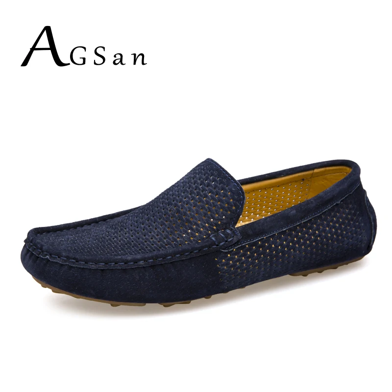 AGSan Men Loafers Summer Breathable Genuine Leather Moccasins Driving Shoes Casual Slip On Mocasines Hombre | Обувь