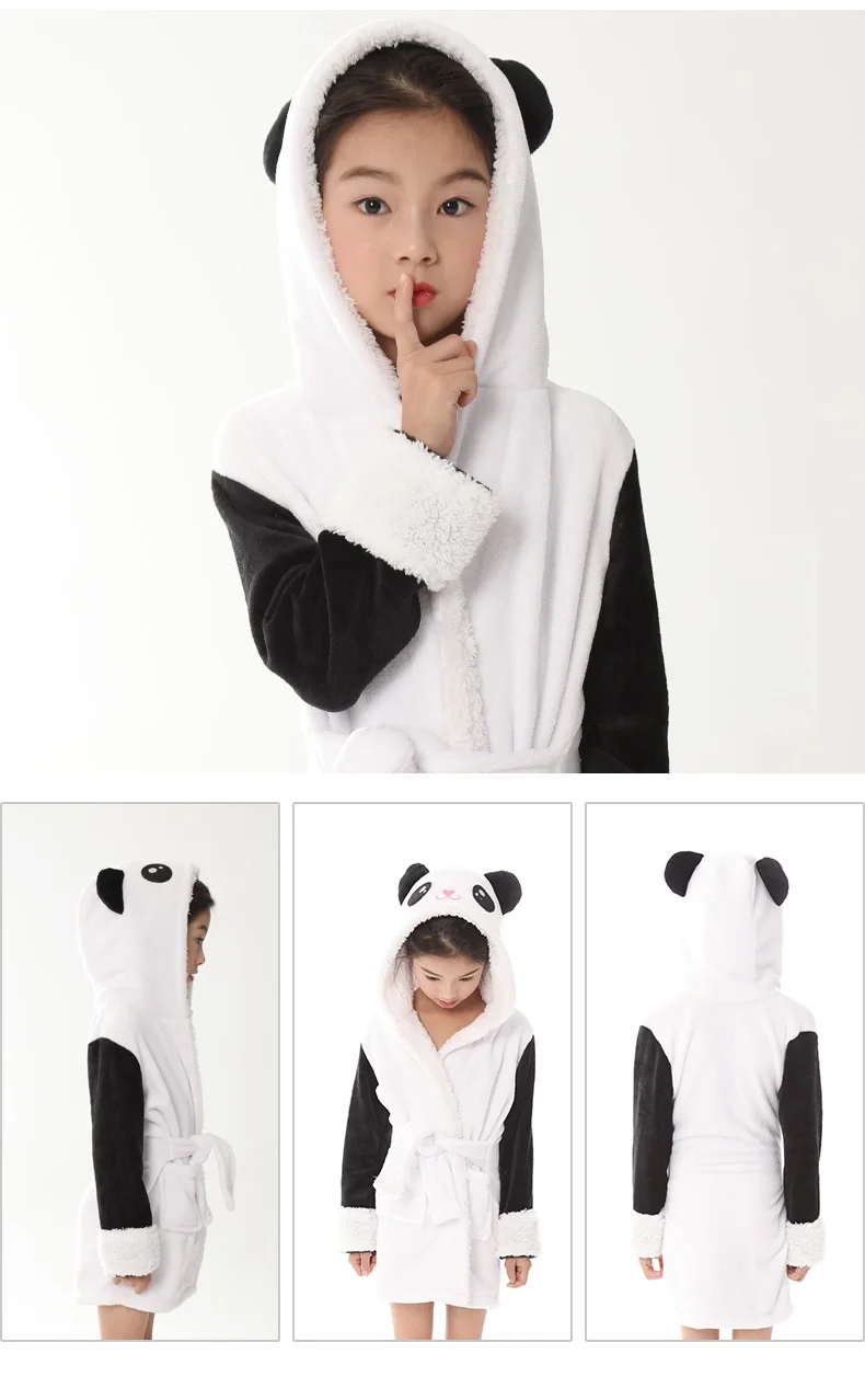 EOICIOI Детские Животные Халат Для Мальчиков Девочек Фланель с Капюшоном Единорог Полотенце Халат Зима Сладкие Теплые Дети Пижамы Детская Одежда банный халат