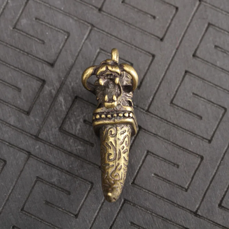 Цепочка для ключей с подвеской в виде головы дракона из античной меди|Брелоки| |
