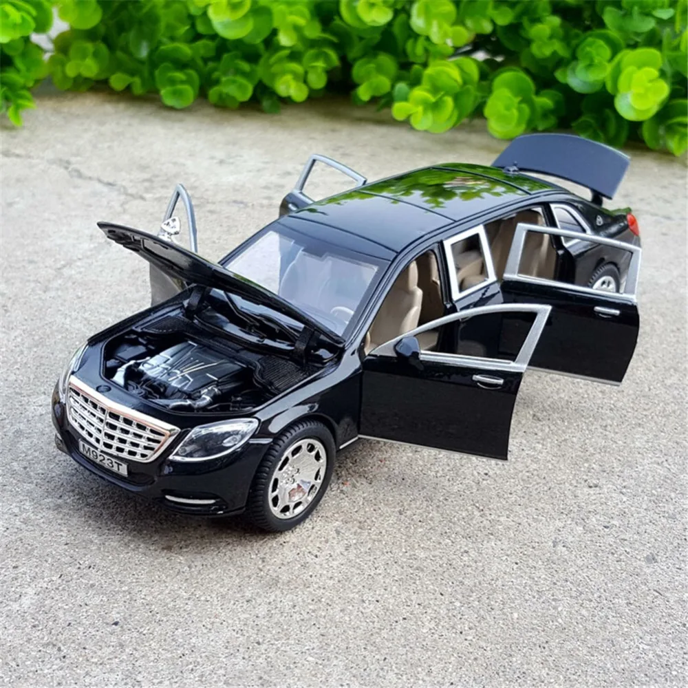 Реалистичный изысканный 1/24 Maybach S600 pullman металлический литой под давлением сплав модель Автомобильный светильник и звук вытяжной автомобиль коллекционная игрушка подарок