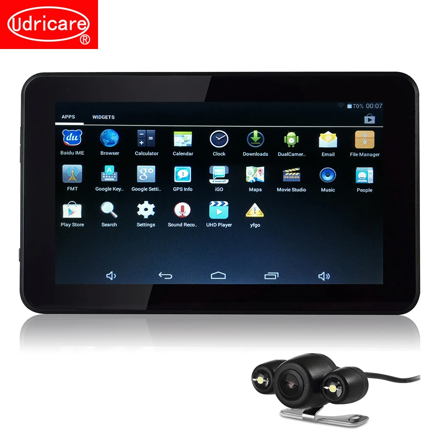 Udricare 7 дюймов Android gps навигации автомобилей Tablet заднего вида Камера 16 ГБ Allwinner A33