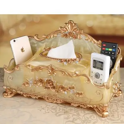 pearl yellow Европейский пульт дистанционного управления коробка для хранения салфеток домашний журнальный столик для гостиной лоток креативный многофункциональный ящик для хранения салфеток - Цвет: pearl yellow