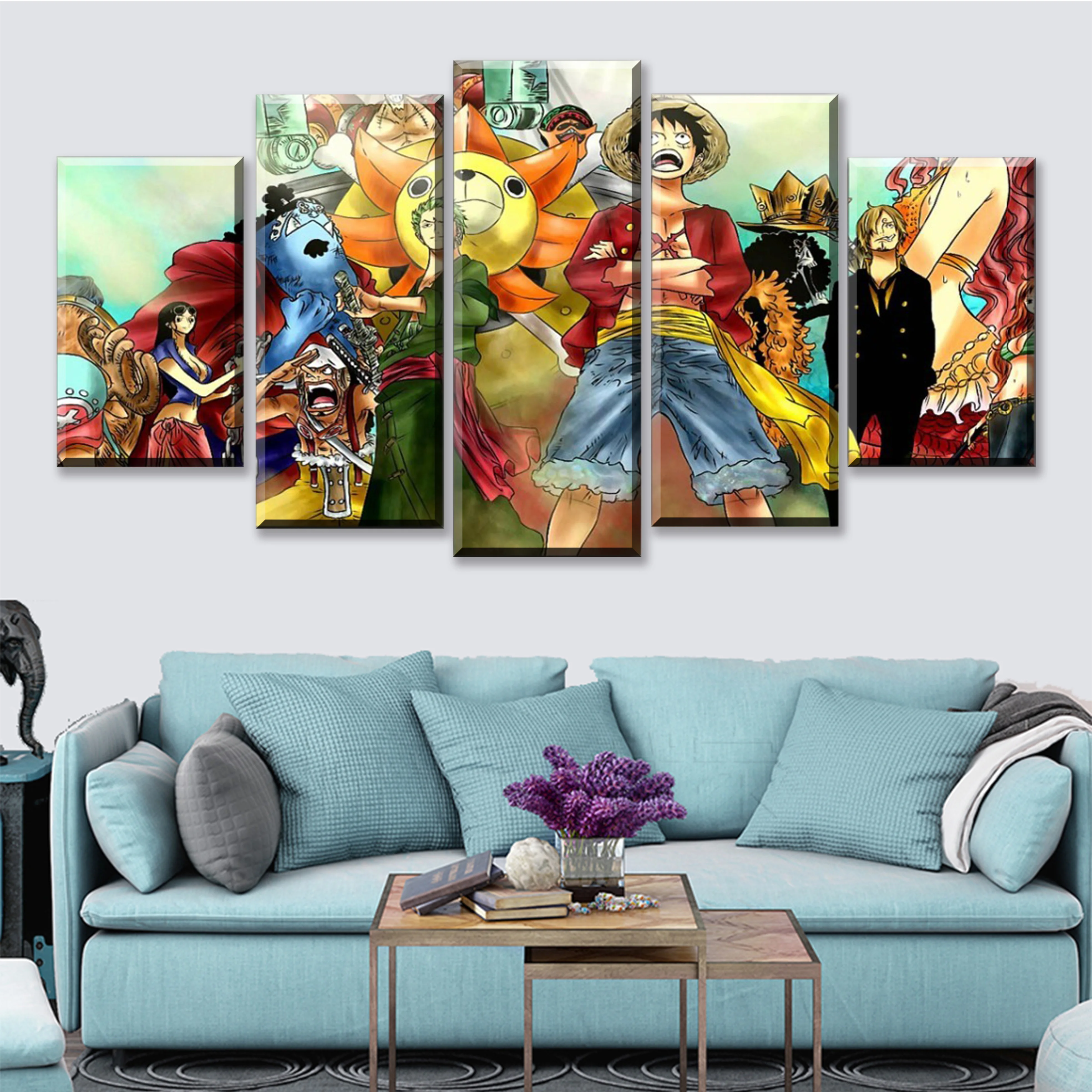

Hd Printed Home Decoration Wall Pictures 5 Pieces One Piece Anime Modular Canvas Artwork Painting Poster For Living Room Framed