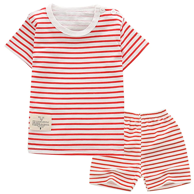 

2019 baby clothes best quality 100% cotton summer kids clothes striped baby boy and girl clothes children sets tshirt