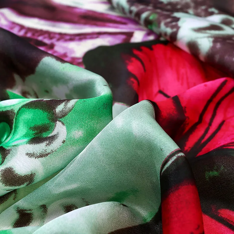 Новинка 2019 шелковый шарф женский с принтом цветочные шелковые шарфы женские шали