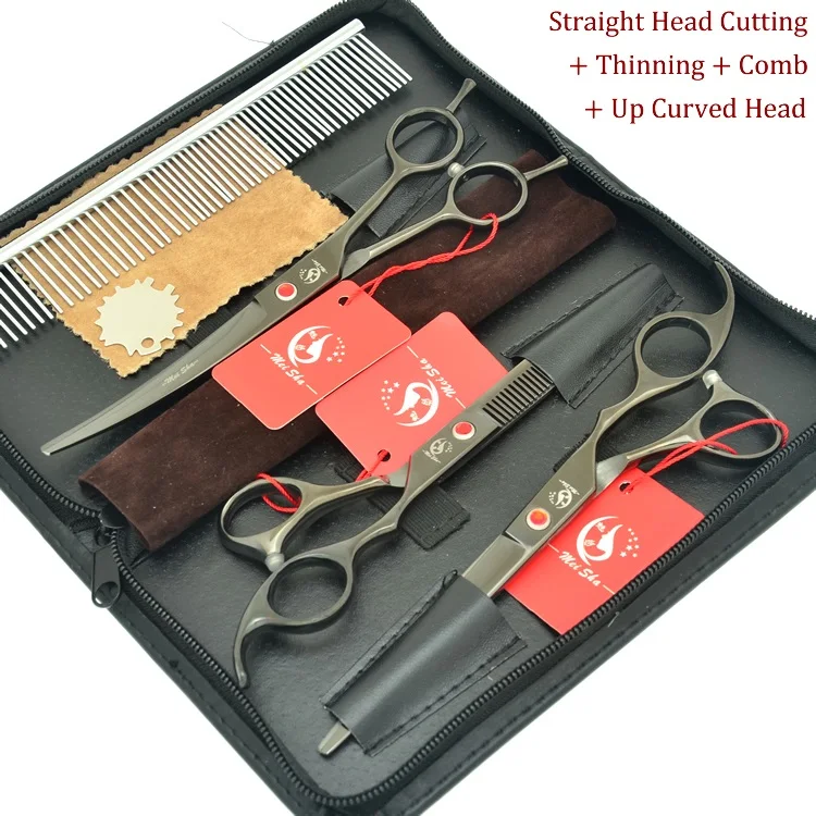 HB0128 with Bag Meisha 7 дюймов Япония 440c профессиональные ножницы для стрижки собак филировочные изогнутые ножницы для стрижки животных инструменты для стрижки волос HB0126 - Цвет: HB0128 with Bag