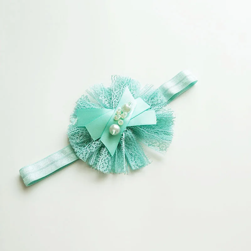 2017 Baby girl headband light green Lace Pearl headbands hair accessorie bandeau bebes fille birthday gift toddler headwear nina | Детская