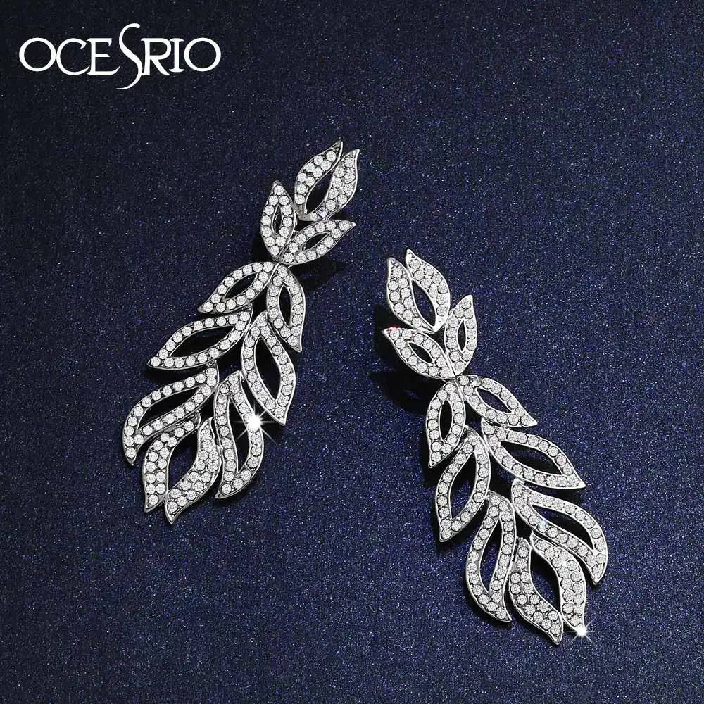 Серебряные серьги OCESRIO для свадьбы филигранные невесты модные с кристаллами ers
