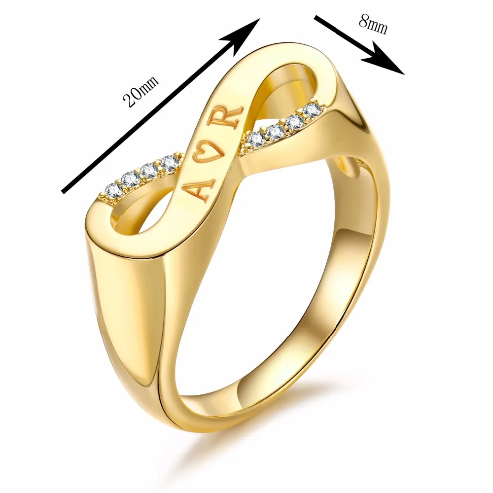 Обычай Infinityring модное медное кольцо Kristal Ringen Goud Kleur Infinity Statement sieraden Groothandel