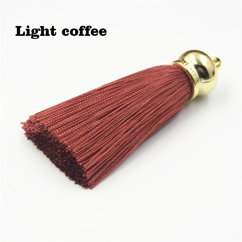 Light coffee Новинка 30 цветов вискозные кисточки с золотыми колпачками шелковые кисточки бахрома отделка мобильный чехол для телефона брелок аксессуары diy серьги/ювелирные изделия - Цвет: Light coffee