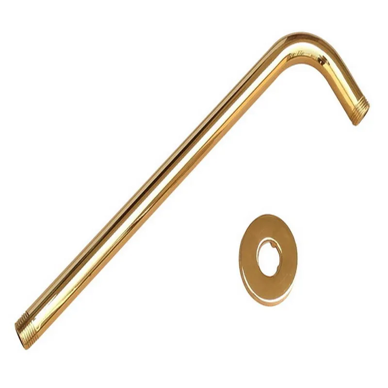 gold color brass shower head extension pipe 12 long wall cover shower arm bathroom accessory standard 12 ash102 free global shipping