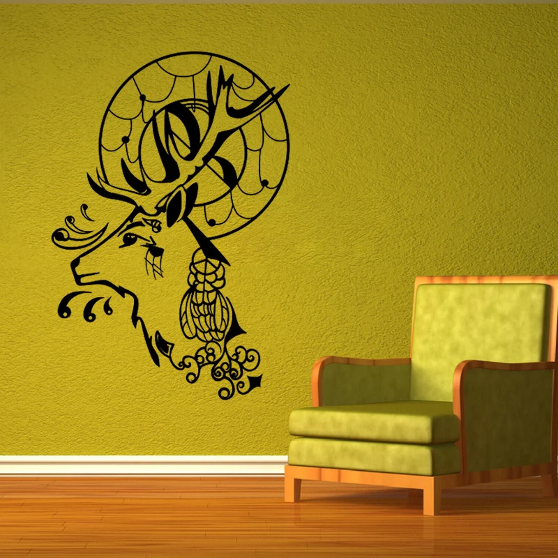

Vinyl Wall Decal Deer Horns Dreamcatcher Animals DIY Decor Stickers Living room Bedroom Home Decoration Art Murals JG2745