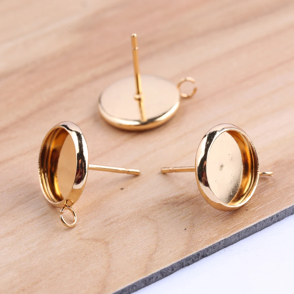 Onwear 20 шт. позолоченная пустая основа под сережки-гвоздики из нержавеющей стали