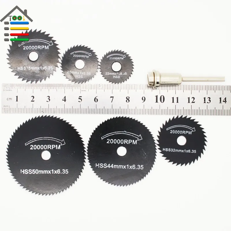 AUTOTOOLHOME 7 шт. черные пильные диски из быстрорежущей стали, набор отрезных дисковых колес 6 размеров для вращающихся инструментов Dremel 4000 3000