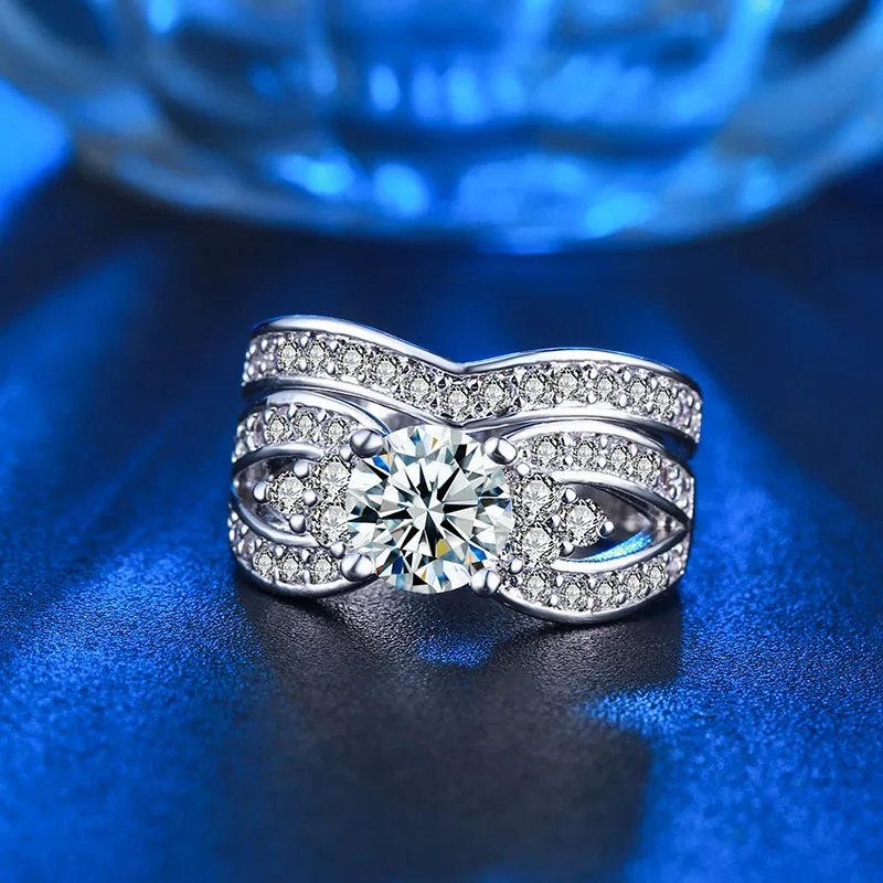 Широкий набор обручальных колец с фианитом обручальные кольца 2 шт. CZ Dimond