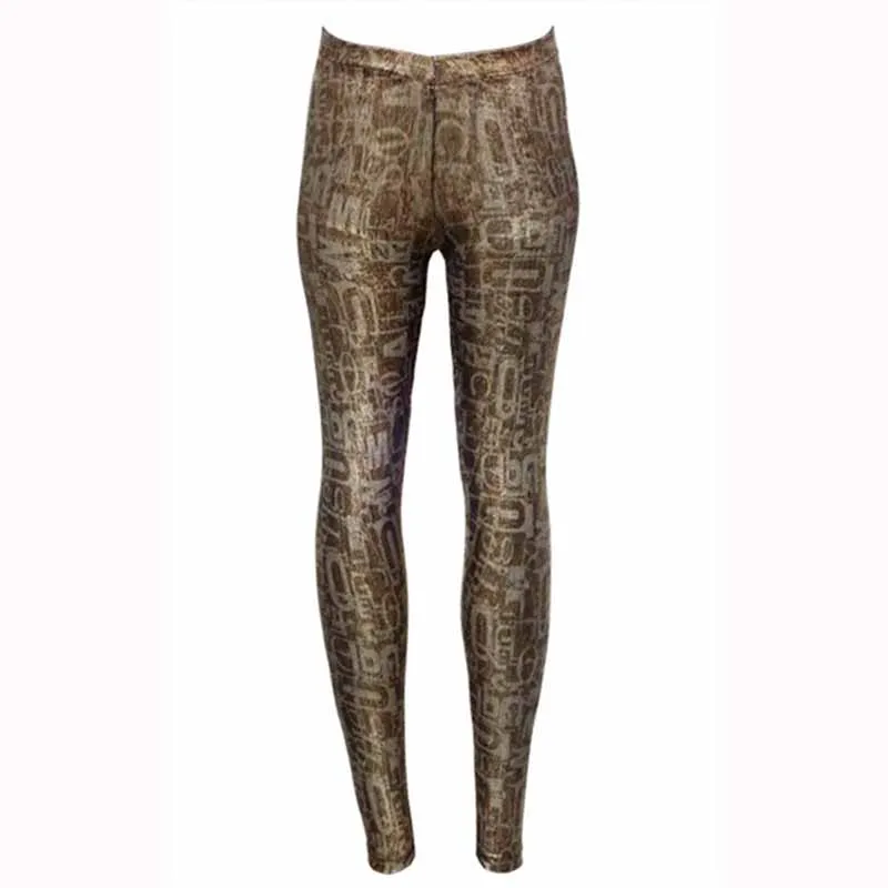 Wholesale Mid Waist Push Up Printed Leggings Sexy Fashion Girl Cute Gold Printing Womens Leggings