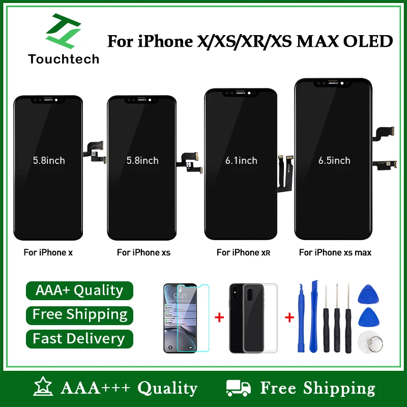 Черный OEM экран для iPhone X XS Max XR XS lcd OLED экран сменный дисплей с 3D кодирующий преобразователь сенсорного экрана в сборе+ подарок